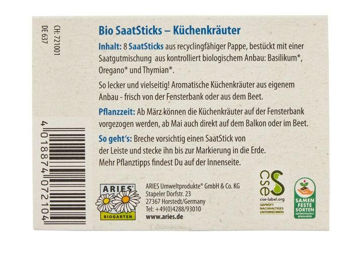 Bio SaatSticks Küchenkräuter kbA - haushaltsreinigo.shop