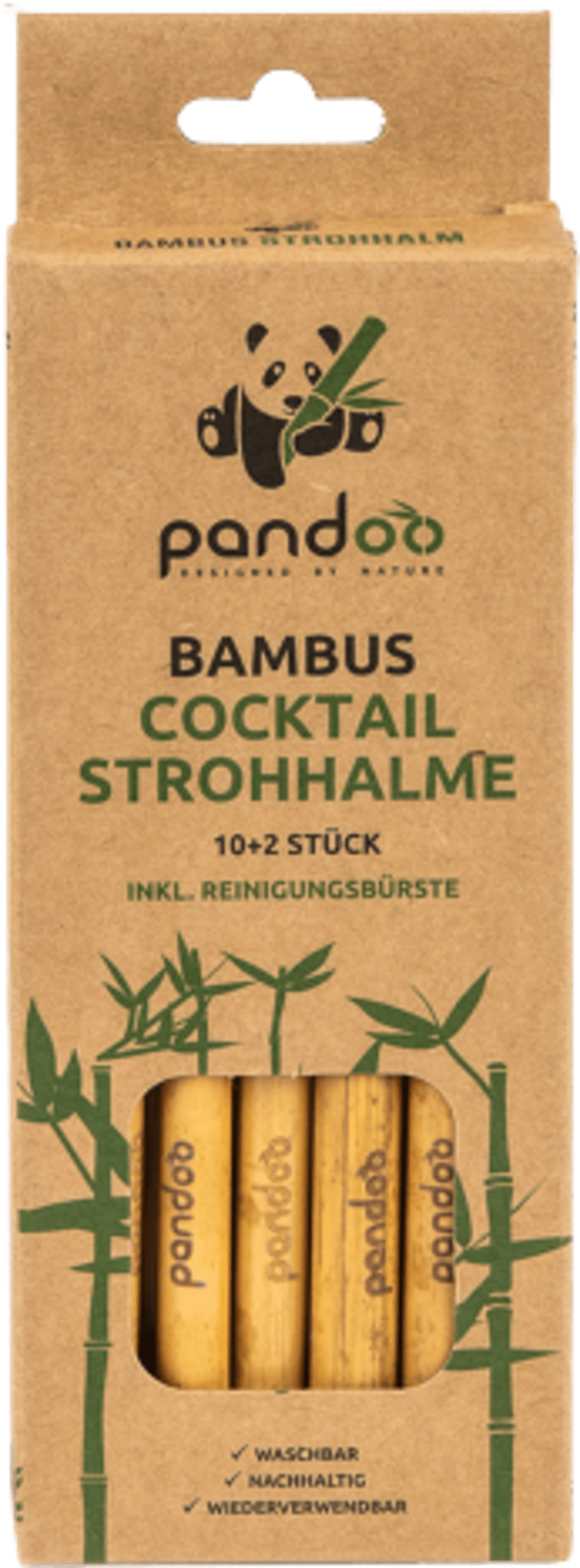 Cocktail Strohhalme aus Bambus, 12er Set inkl ReinigungsbĂĽrste - haushaltsreinigo.shop