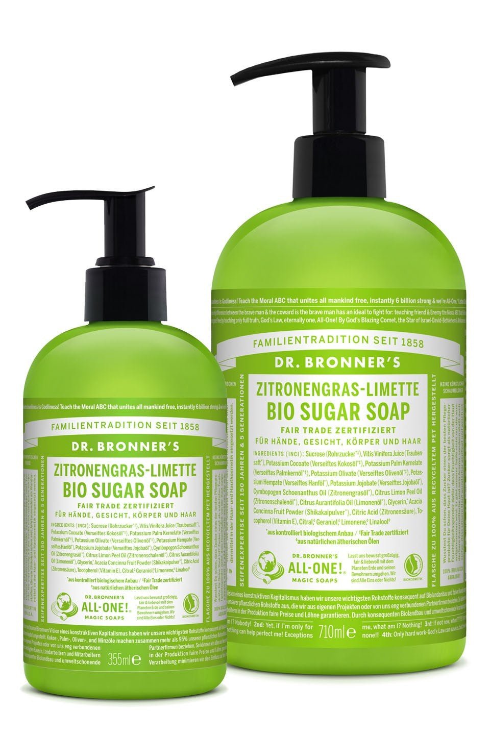 Dr. Bronner's Sugar Soap Zitronengras - Limette mit Pumpspender - haushaltsreinigo.shop