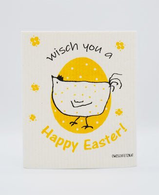 Henne Berta "Happy Easter" gelb - haushaltsreinigo.shop