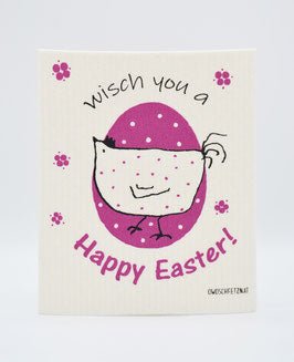 Henne Berta "Happy Easter" magenta - haushaltsreinigo.shop