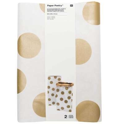 Maxi Blockbodenbeutel weiß mit braun - goldenen Punkten - haushaltsreinigo.shop
