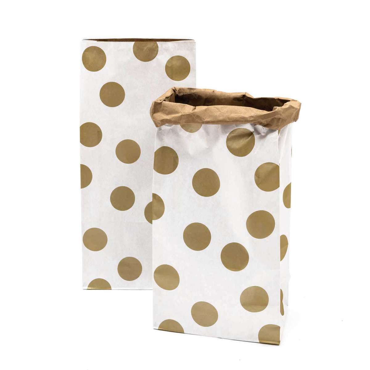 Maxi Blockbodenbeutel weiß mit braun - goldenen Punkten - haushaltsreinigo.shop