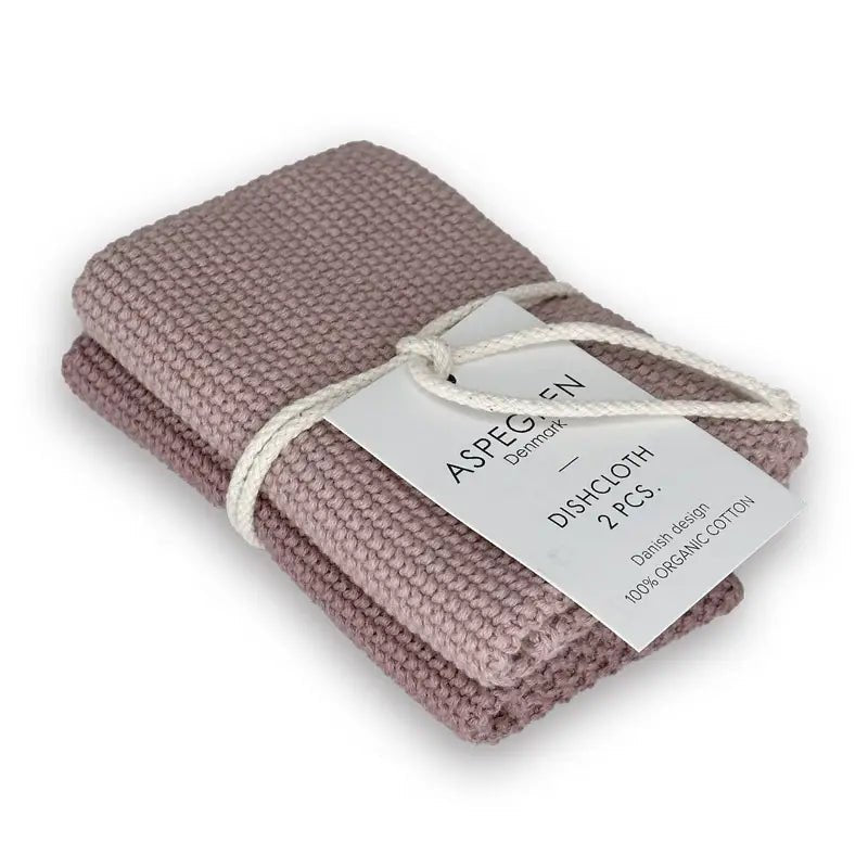 Spültuch 2er Set - Gestrickt - Solid Mauve - haushaltsreinigo.shop