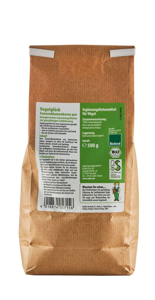 Bio - Vogelglück Sonnenblumenkerne pur kbA - haushaltsreinigo.shop