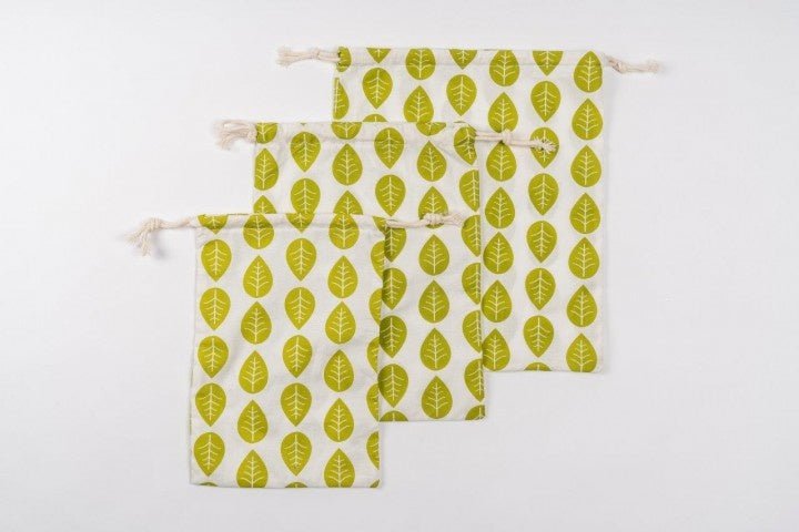 Obst & Gemüsebeutel "Grüne Blätter" 3er Set - haushaltsreinigo.shop